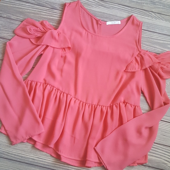Perfect Sophistication Coral Long Sleeve Blouse - Picture 3 of 3